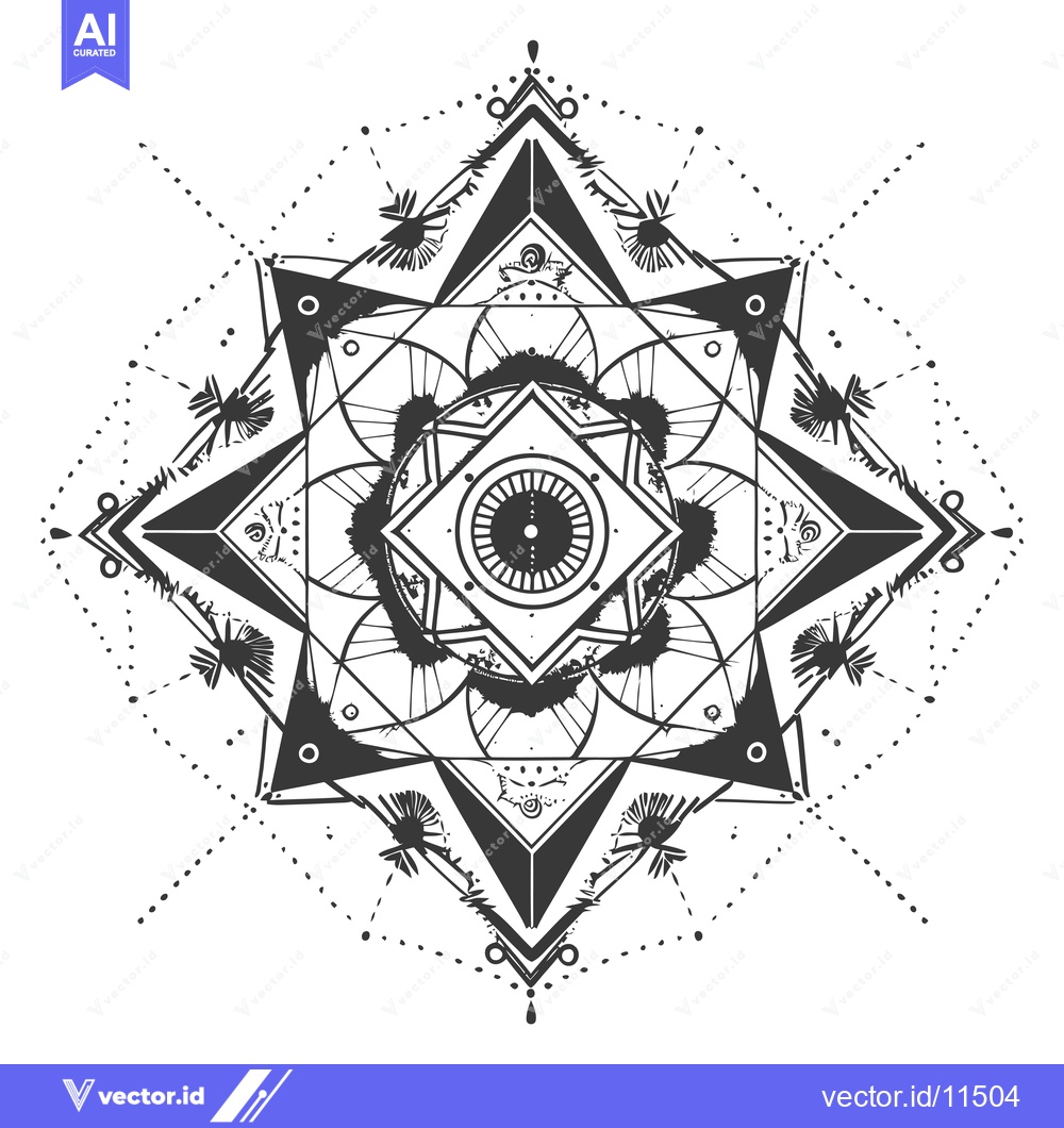 Premium Vector dari Abstract Geometric Mandala with Central Eye Symbol