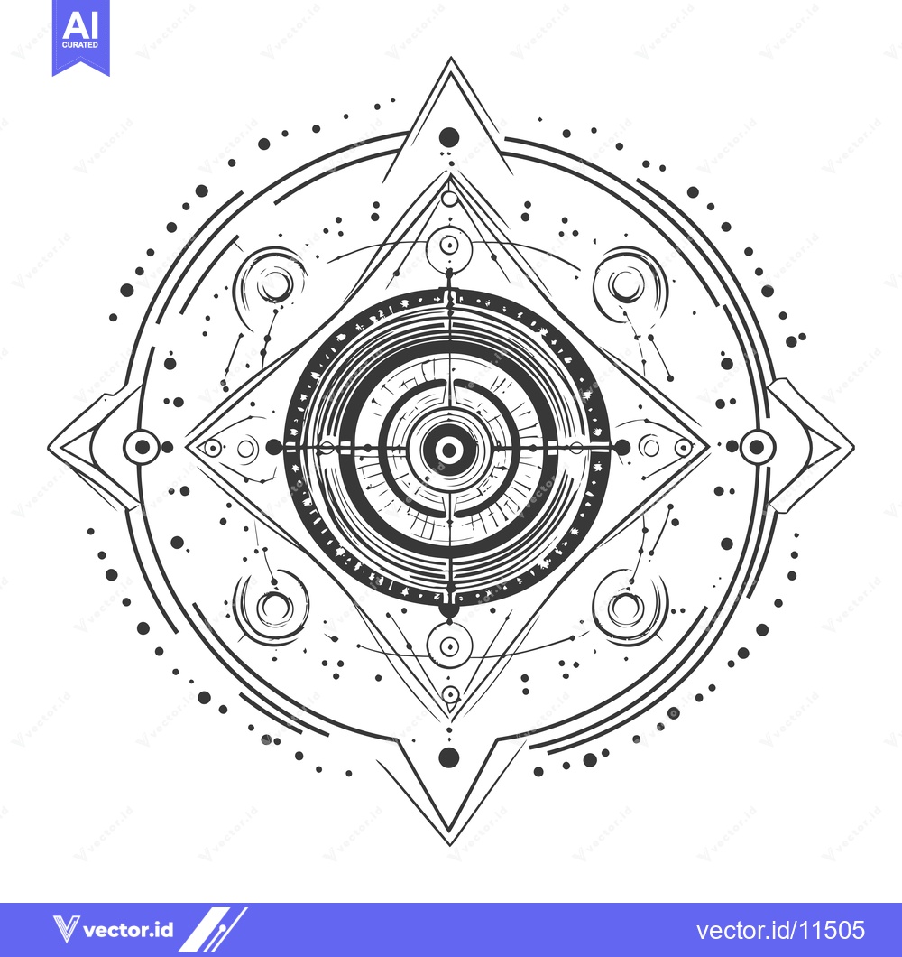 Premium Vector of Abstract Geometric Mandala with Concentric Circles and Dotted Pattern