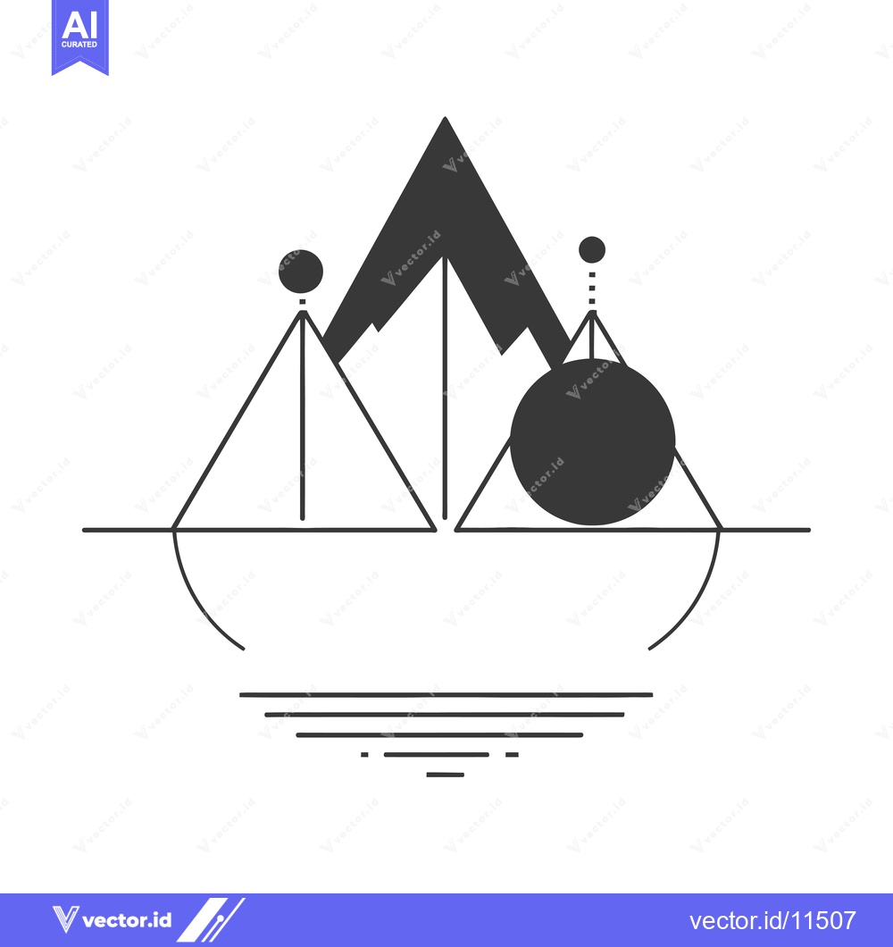 Premium Vector of Abstract Geometric Mountain Landscape with Circles