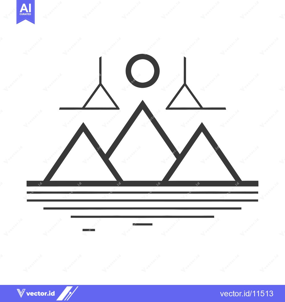 Premium Vector dari Abstract Geometric Mountain Range with Sun and Suspended Triangles