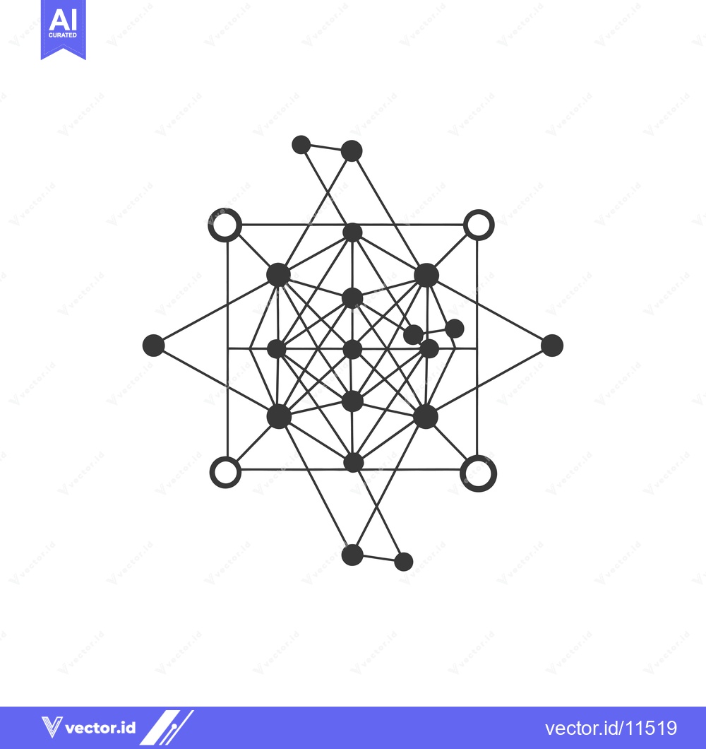 Premium Vector of Abstract Geometric Network with Interconnected Nodes