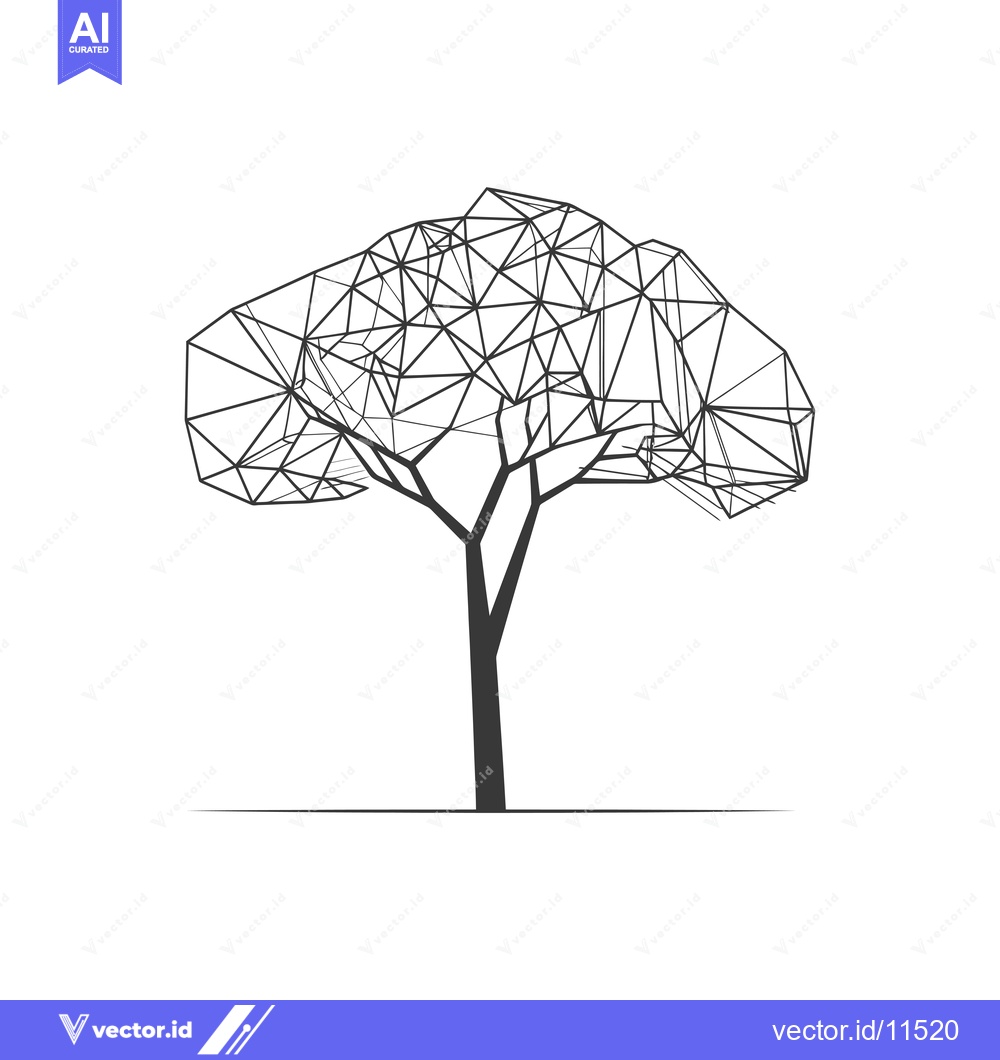 Premium Vector of Abstract Geometric Outline of a Tree