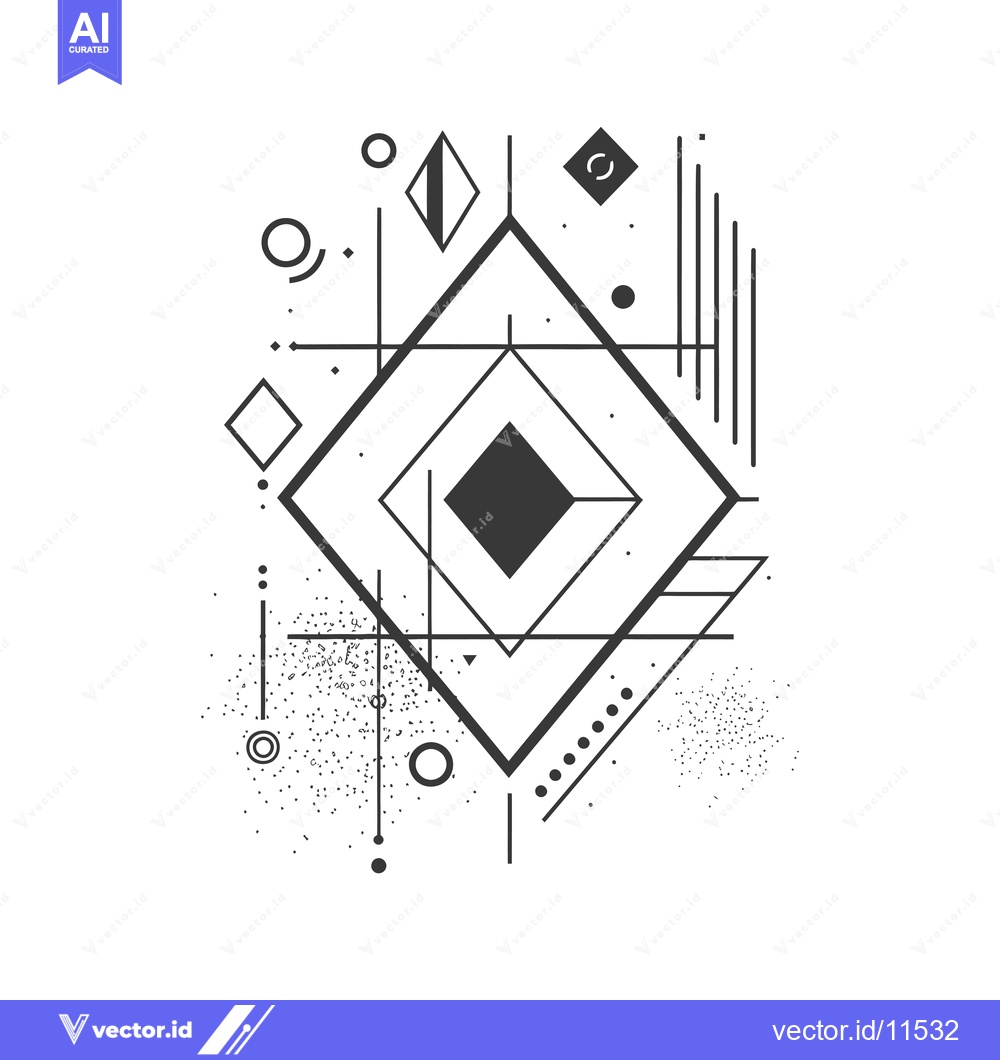 Premium Vector dari Abstract geometric pattern with black lines and shapes on a white back