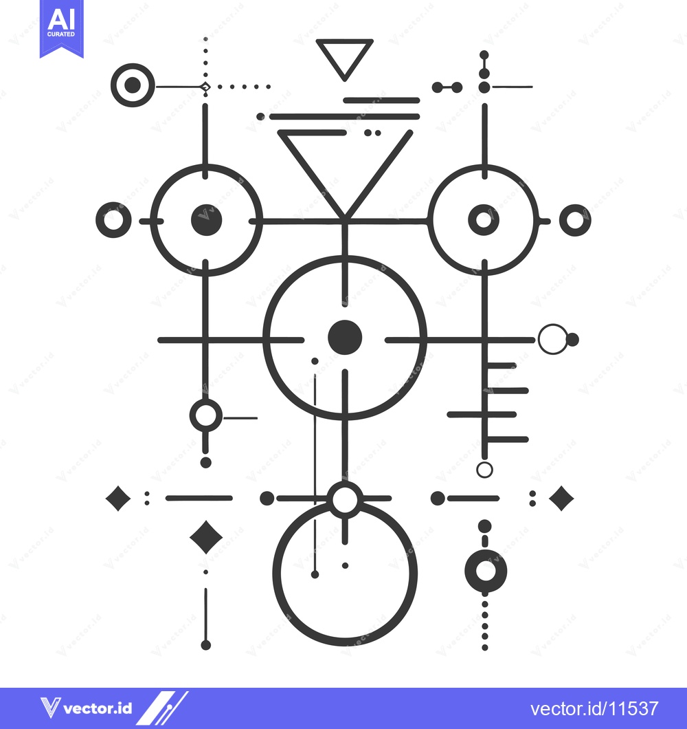 Premium Vector dari Abstract Geometric Pattern with Circles, Triangles, and Lines