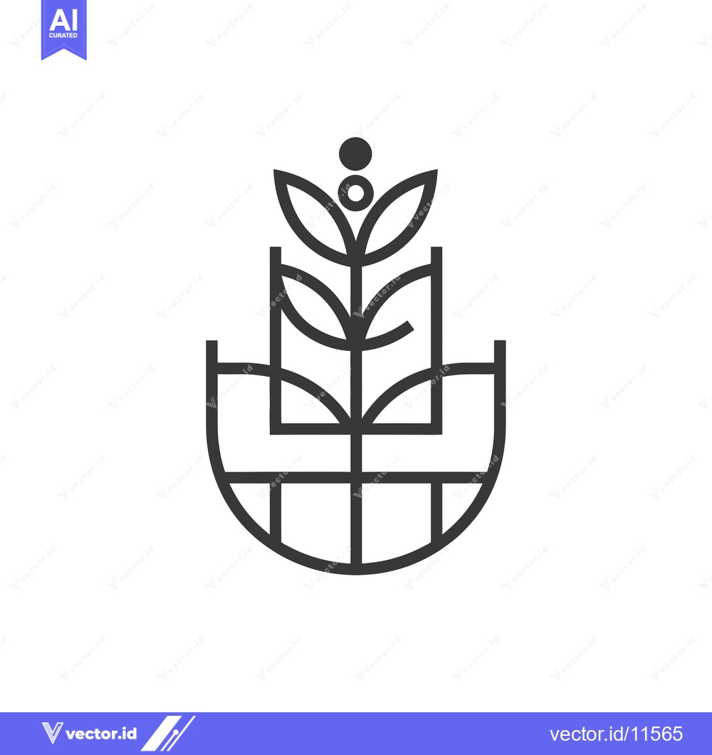 Premium Vector dari Abstract Geometric Plant in a Pot