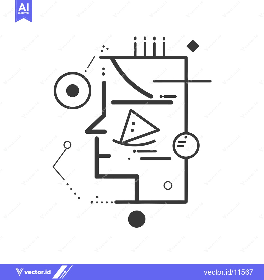 Premium Vector dari Abstract geometric portrait with black line art and dots