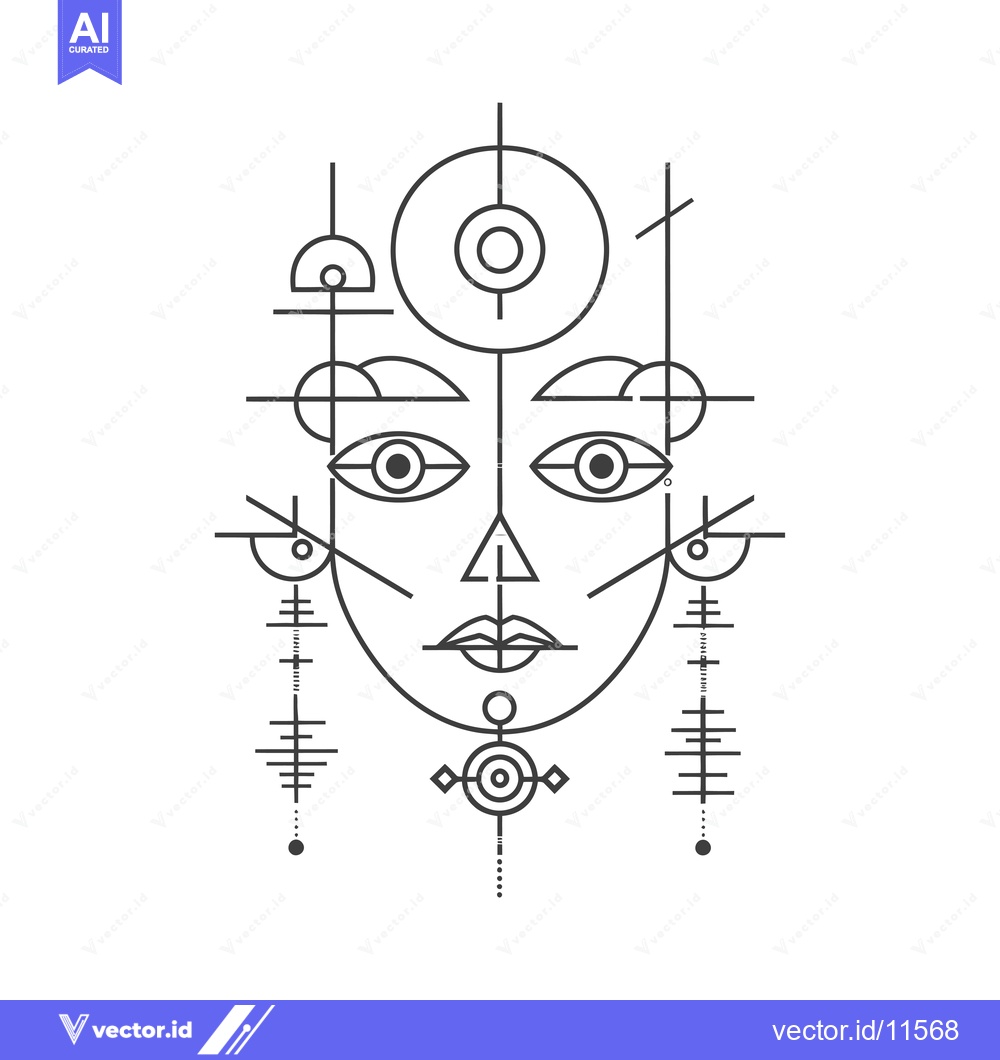 Premium Vector dari Abstract Geometric Portrait with Circular and Linear Elements