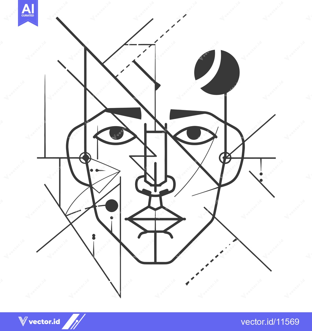Premium Vector dari Abstract Geometric Portrait with Lines and Circles