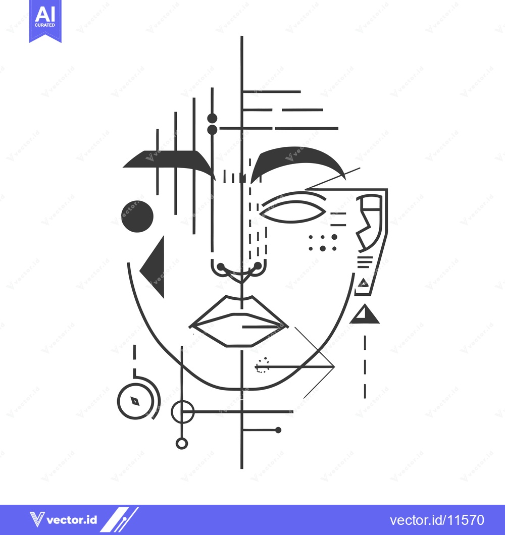 Premium Vector of Abstract Geometric Portrait with Lines and Shapes