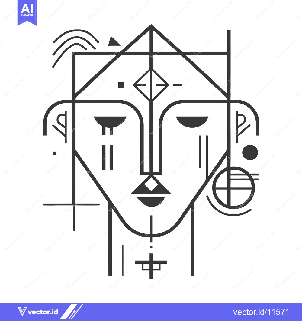 Premium Vector dari Abstract Geometric Portrait with Symmetrical Lines and Shapes
