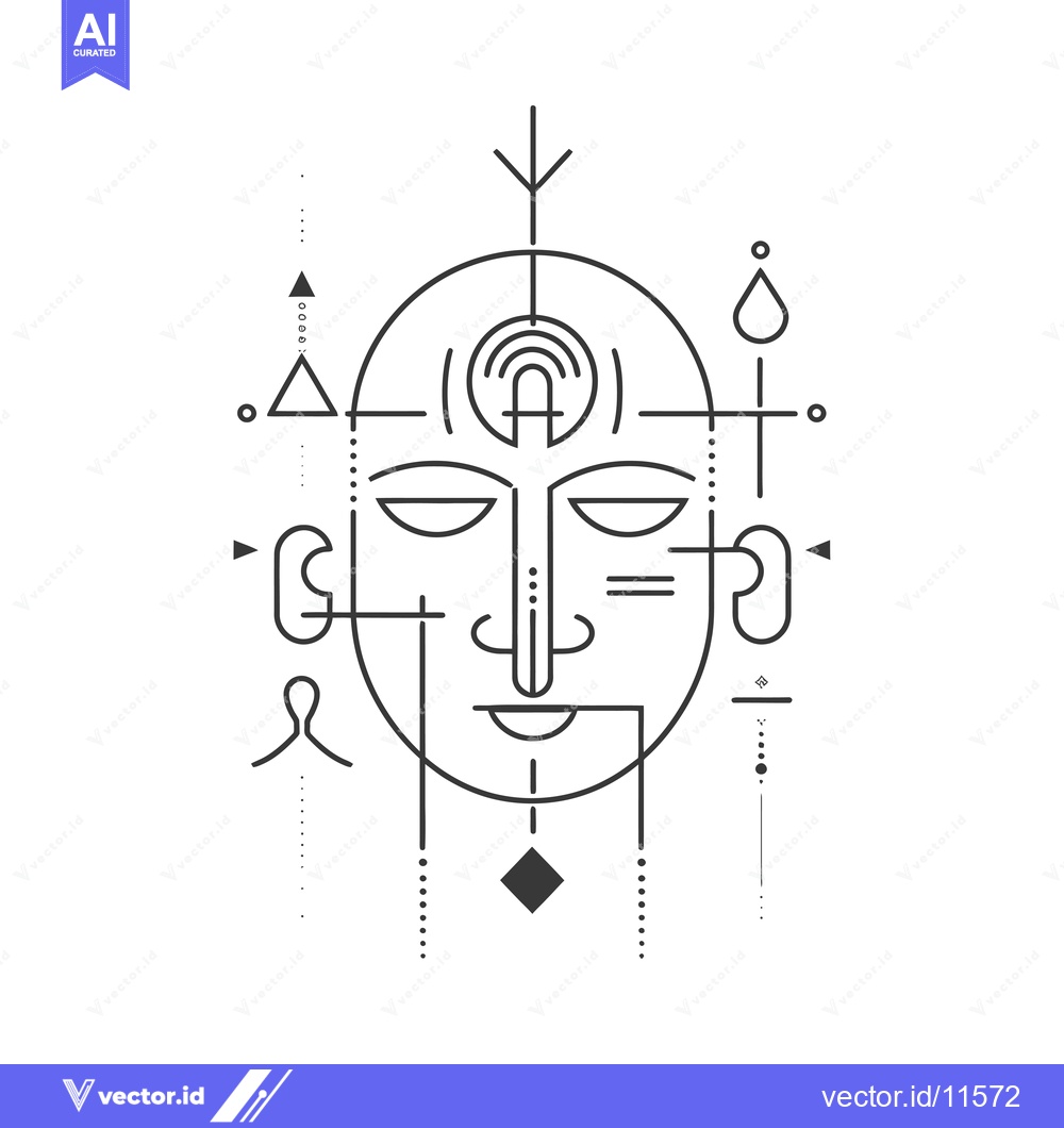 Premium Vector dari Abstract Geometric Portrait with Tribal Elements