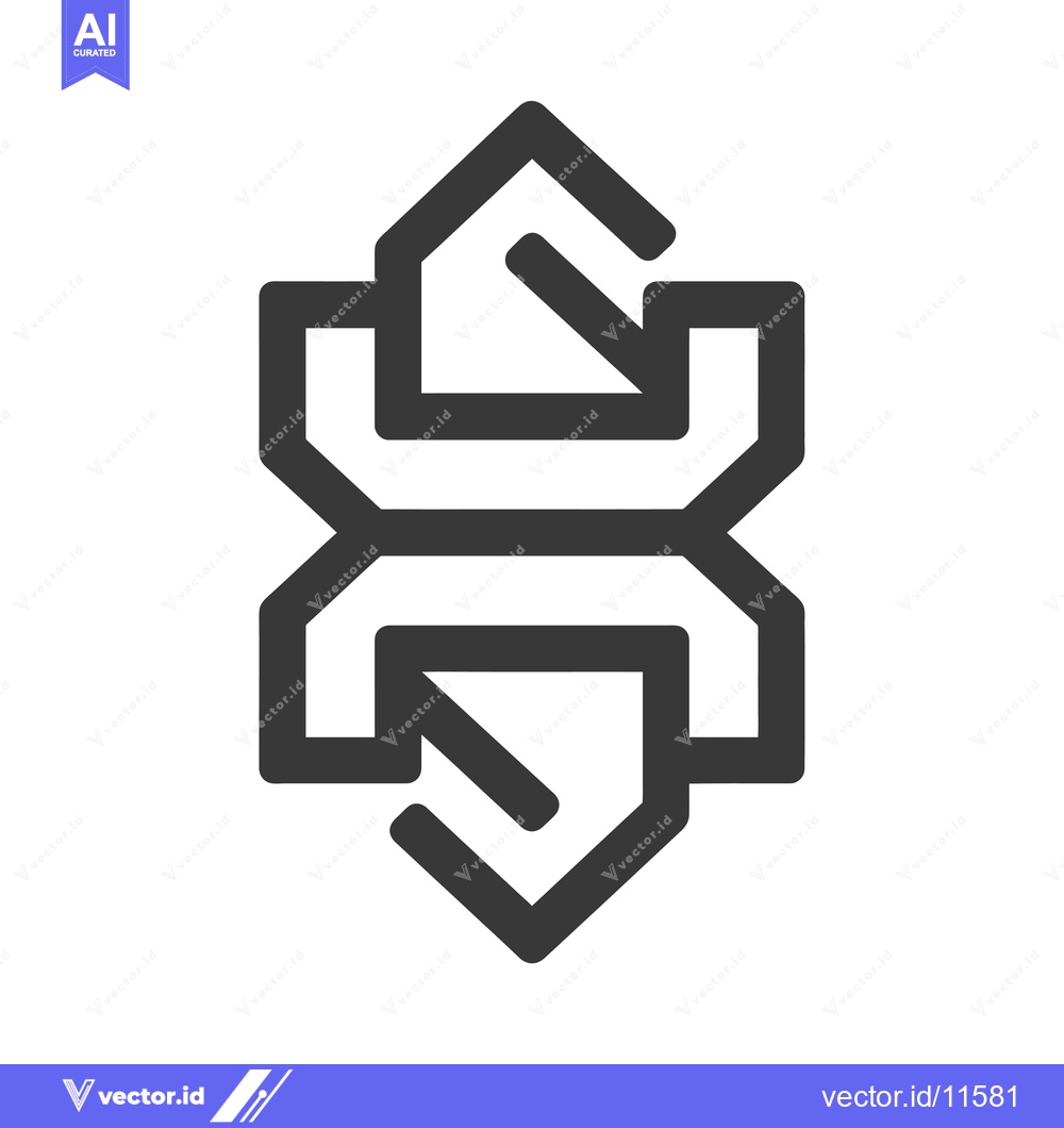 Premium Vector dari Abstract geometric shape with arrows pointing up and down