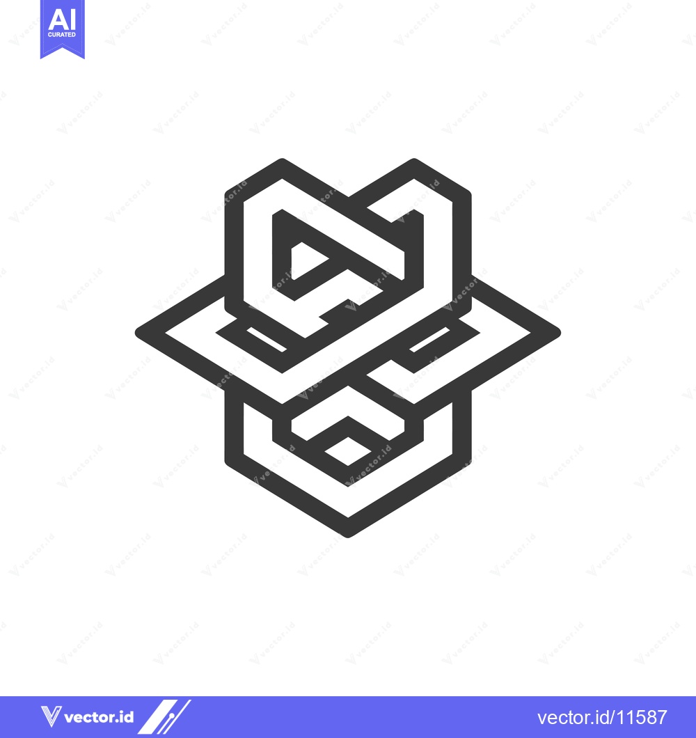 Premium Vector dari Abstract Geometric Shape with Intertwined Lines