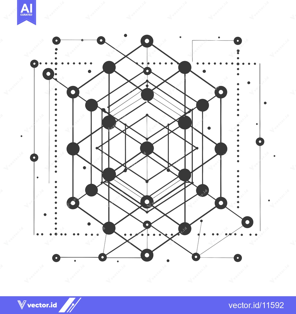 Premium Vector dari Abstract Geometric Structure with Interconnected Circles and Lines