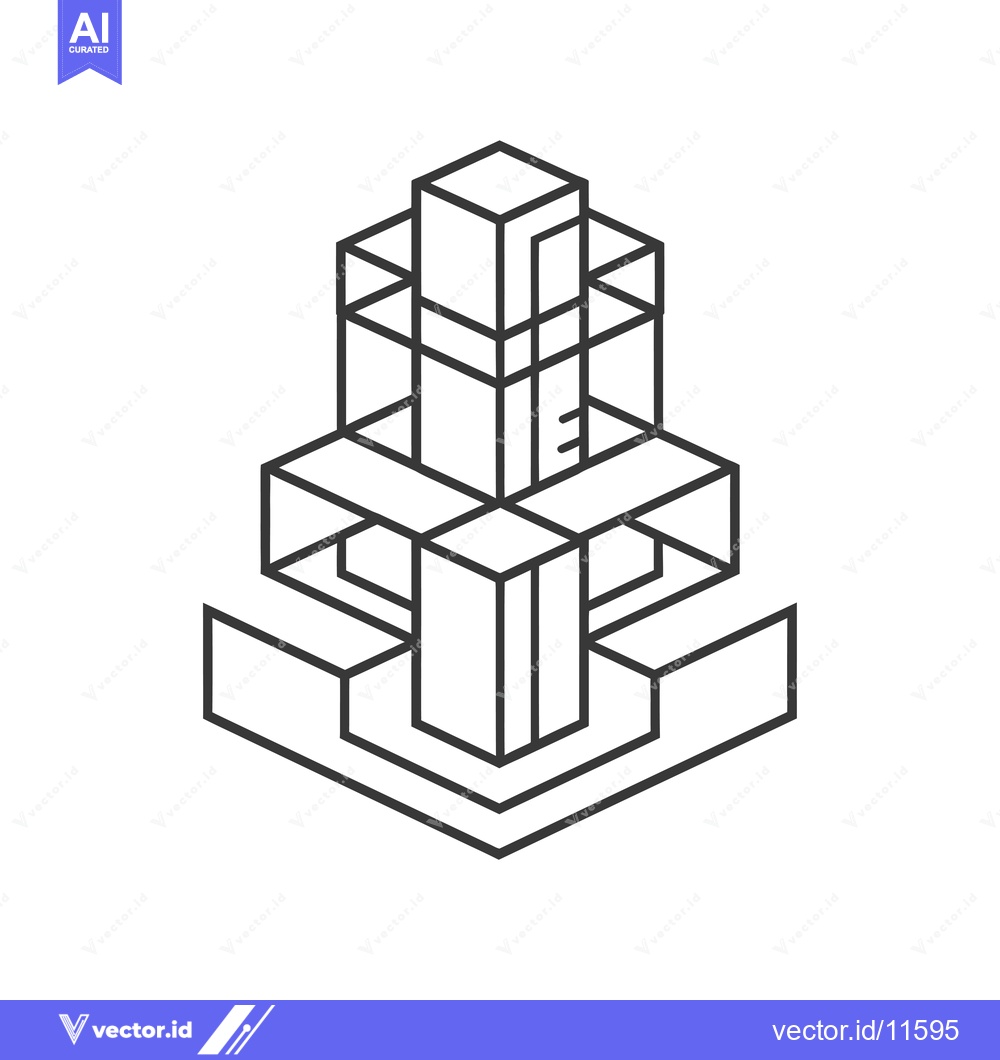 Premium Vector of Abstract Geometric Structure with Interlocking Cubes
