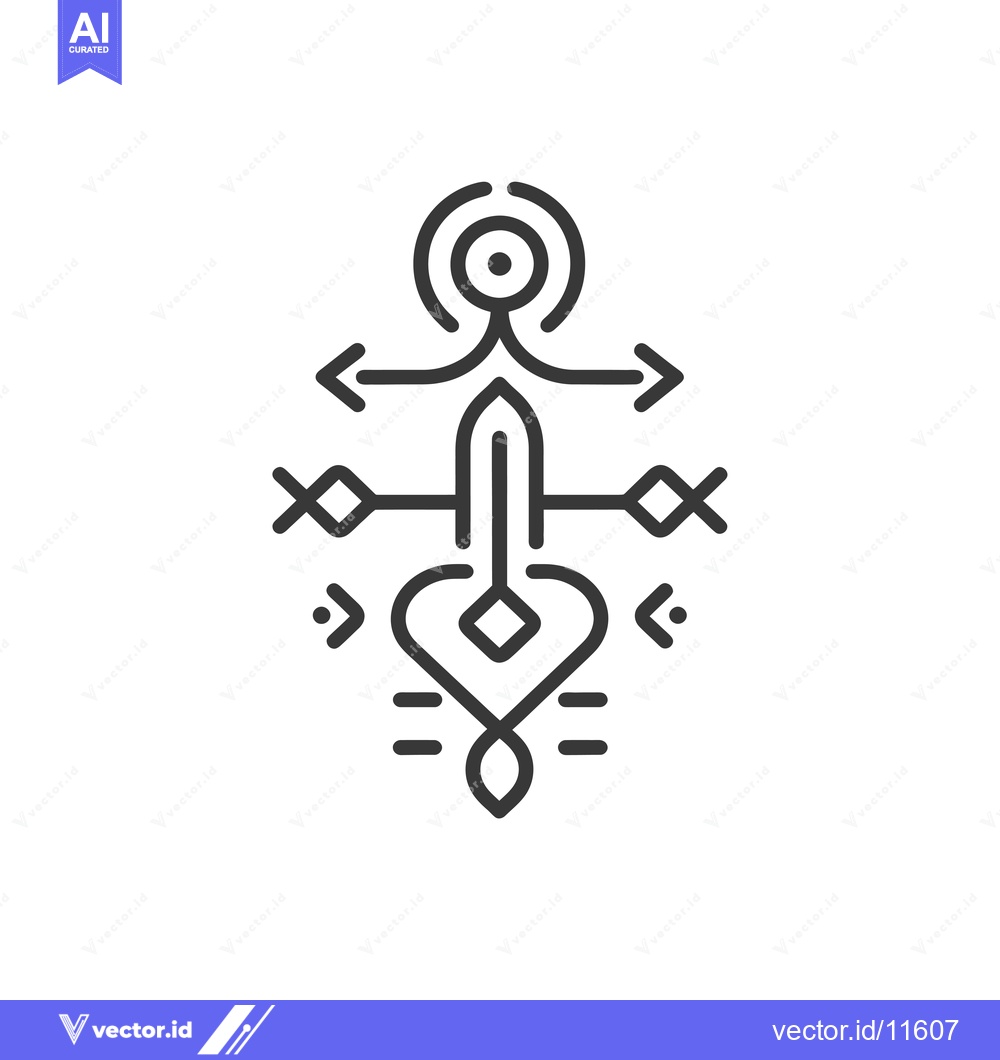 Premium Vector of Abstract Geometric Symbol with Arrows, Circles, and a Heart Shape