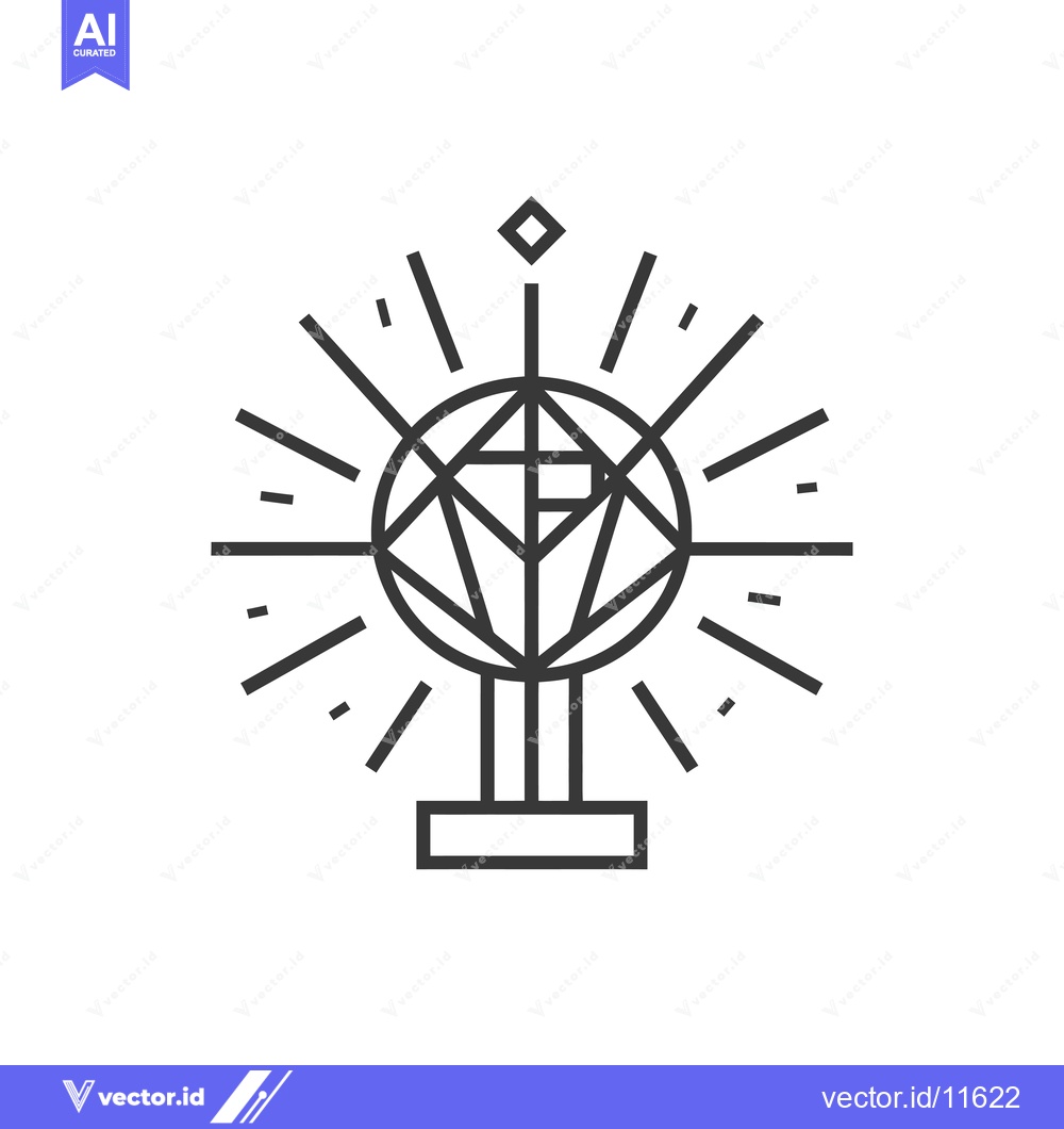 Premium Vector of Abstract Geometric Symbol with Diamond and Rays