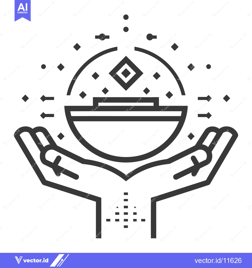Premium Vector dari Abstract geometric symbol with hands cupping a sphere and a diamond.