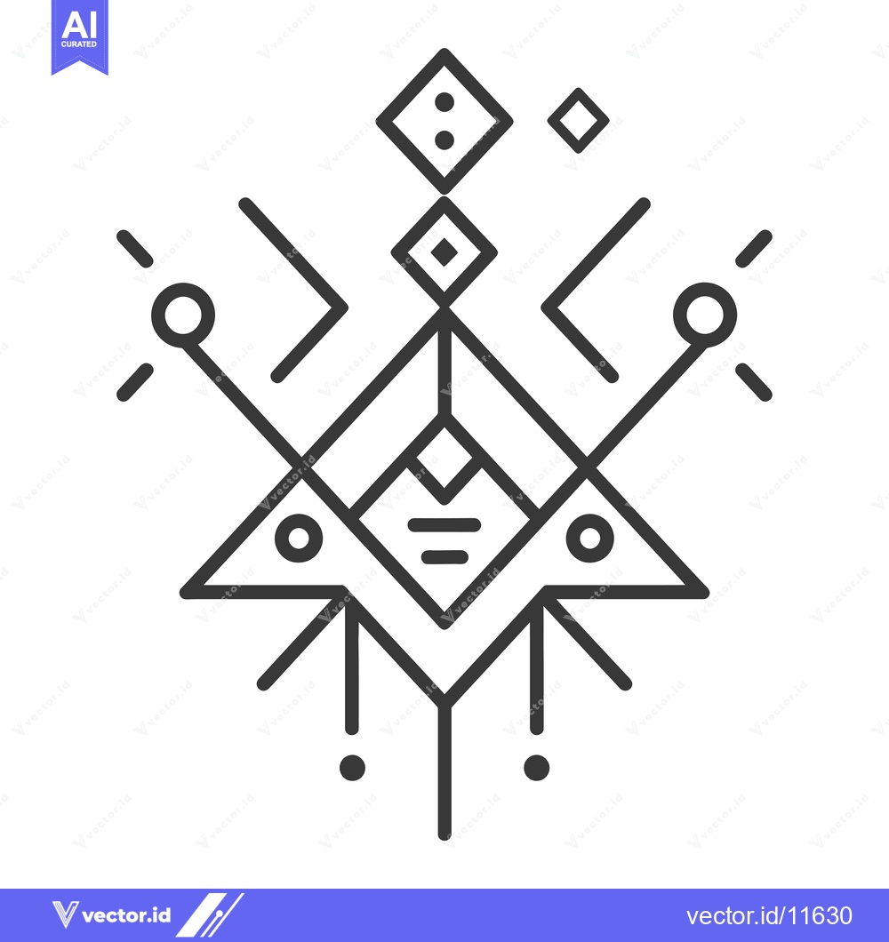 Premium Vector of Abstract geometric symbol with lines, circles, and diamonds