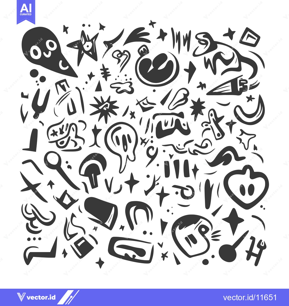 Premium Vector of Abstract Hand-Drawn Black and White Doodle Pattern