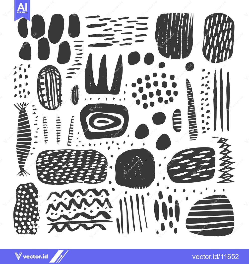Premium Vector of Abstract Hand-Drawn Black and White Geometric Shapes and Patterns