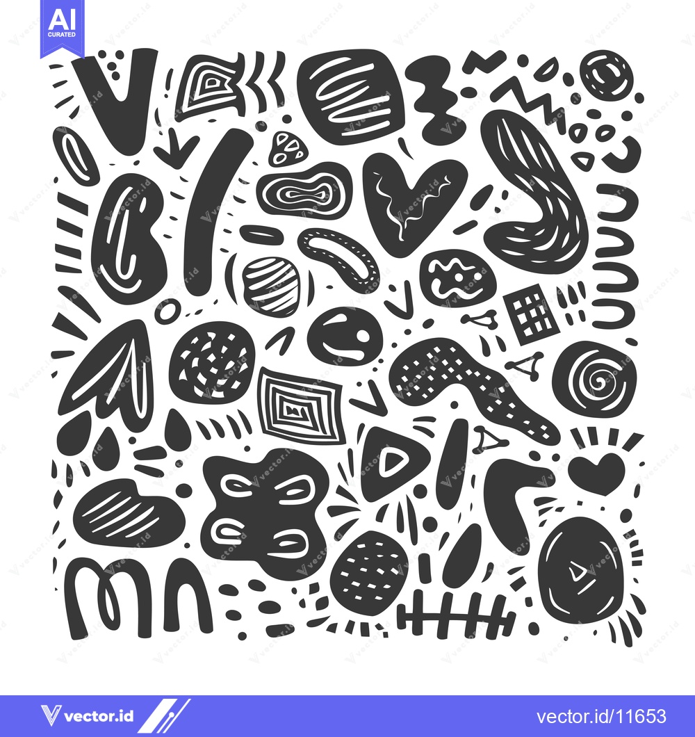 Premium Vector dari Abstract Hand-Drawn Black and White Geometric Shapes Pattern