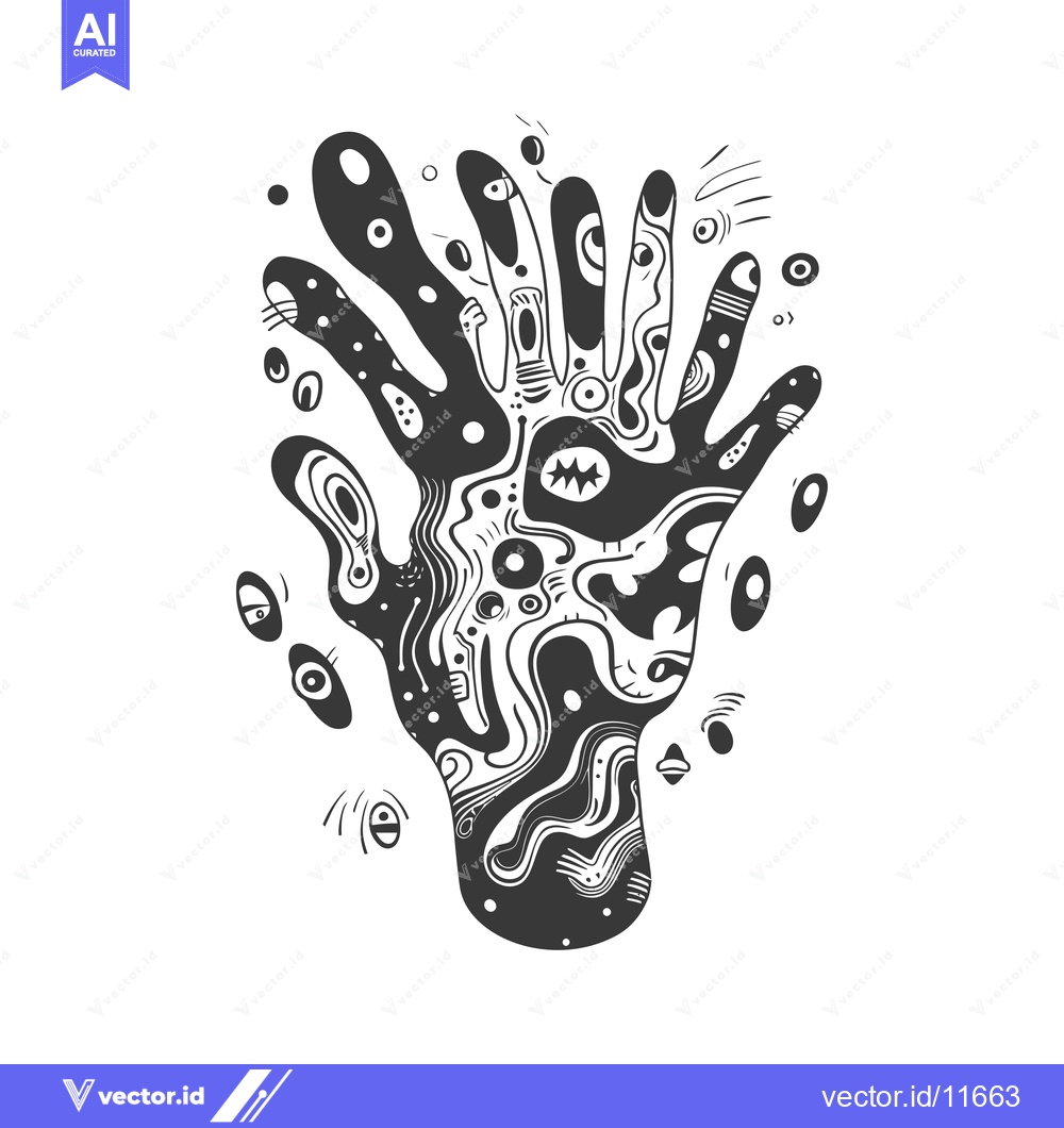 Premium Vector dari Abstract Hand with Intricate Swirls and Shapes