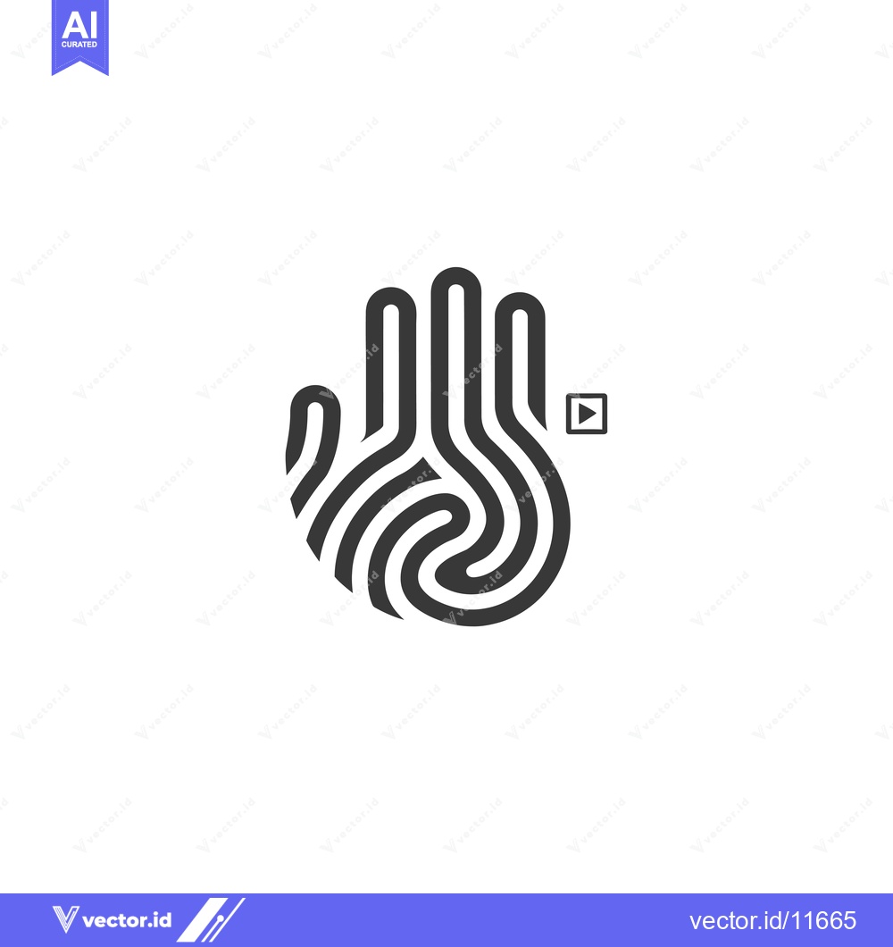 Premium Vector of Abstract Hand with Play Button Fingerprint Design