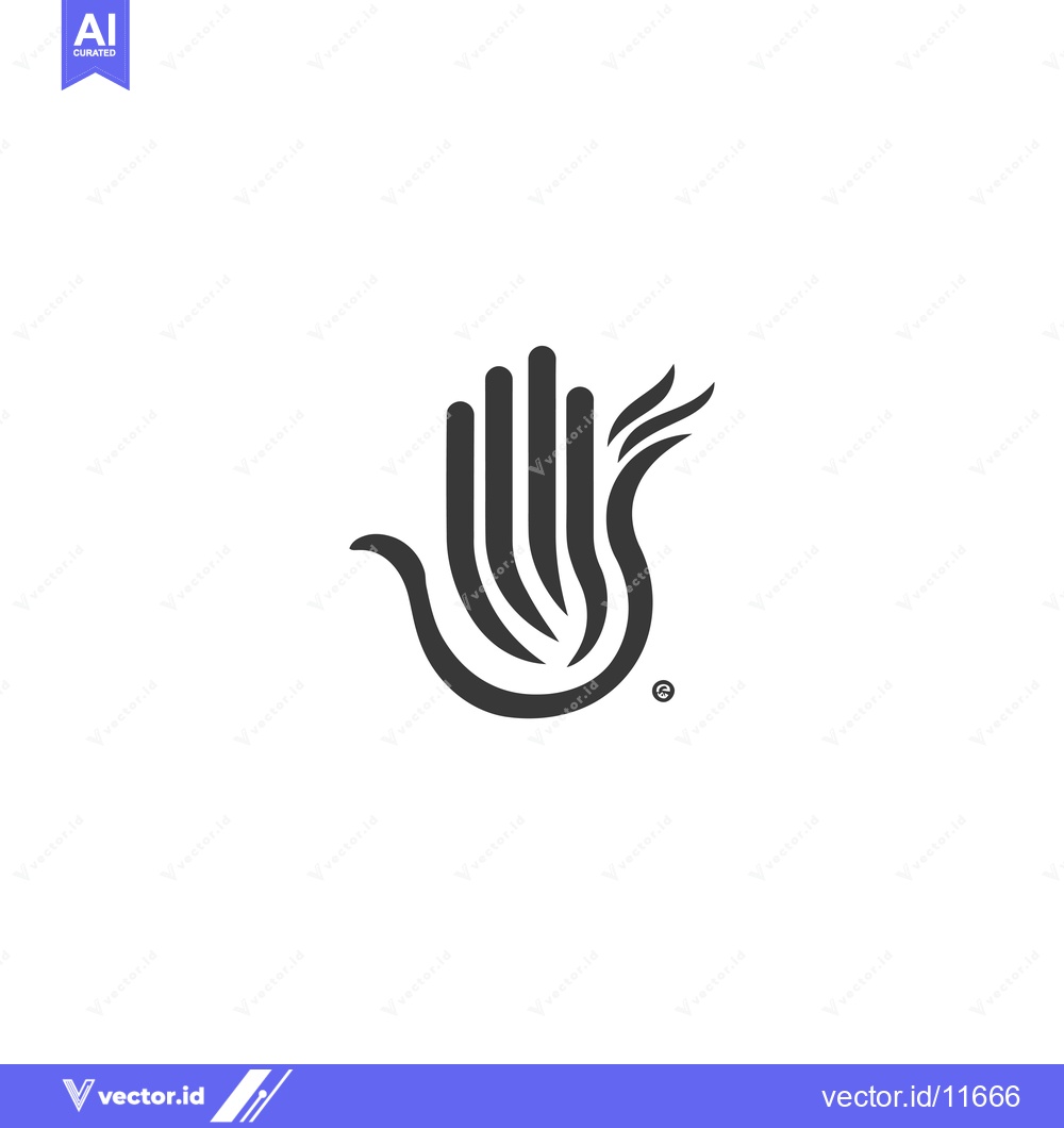 Premium Vector dari Abstract Hand with Swirling Lines, Monochromatic Logo Design