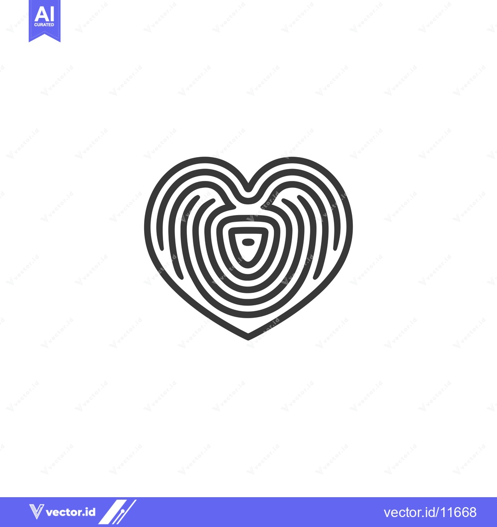 Premium Vector of Abstract Heart Shaped Design with Concentric Lines