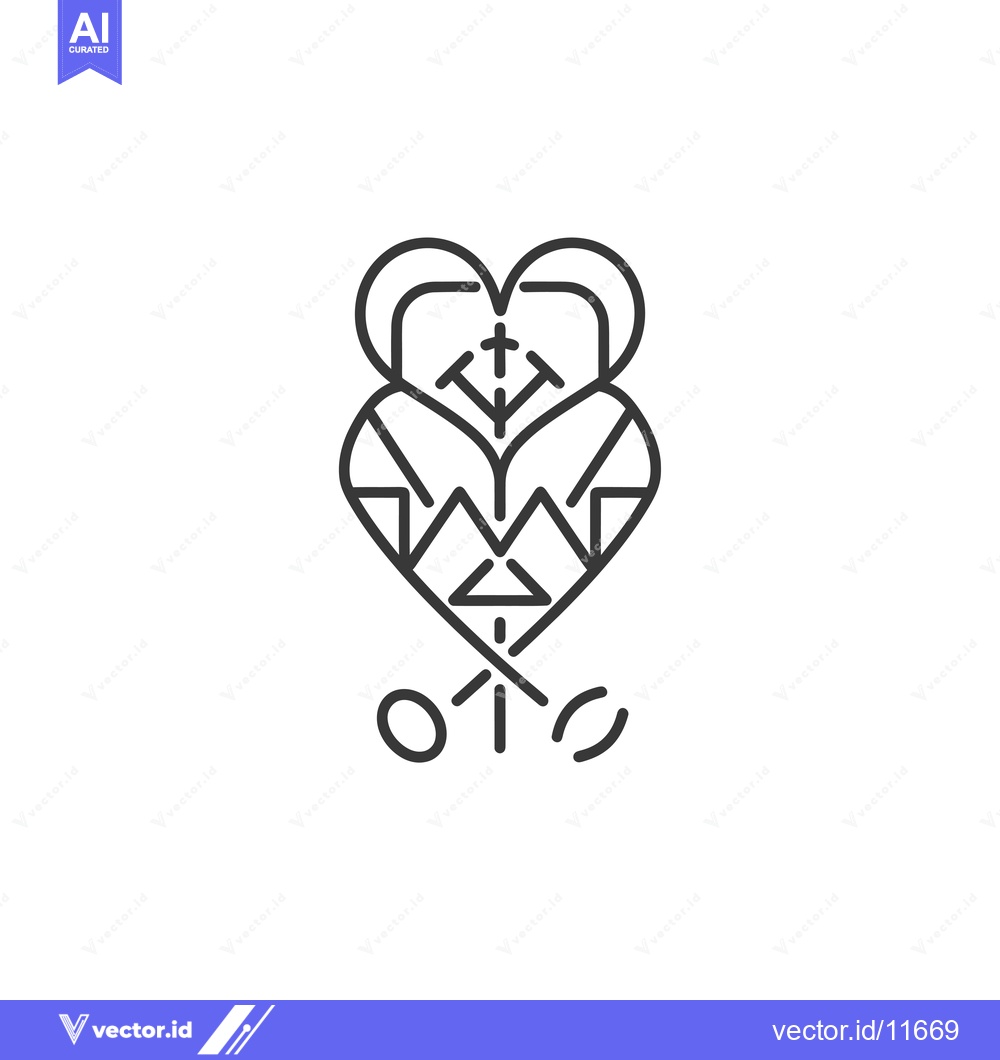 Premium Vector dari Abstract Heart-Shaped Geometric Design with a Cross and Circles