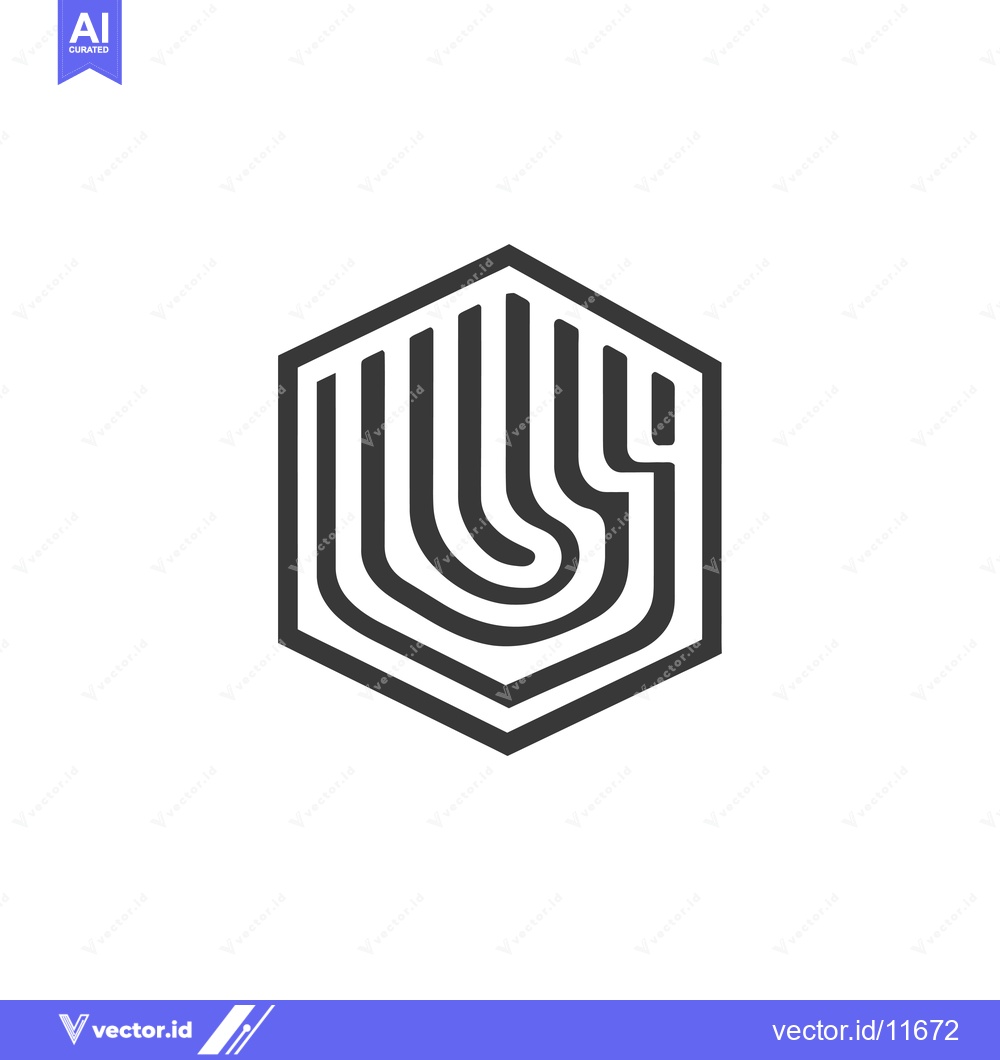 Premium Vector of Abstract Hexagon Logo with Curved Lines
