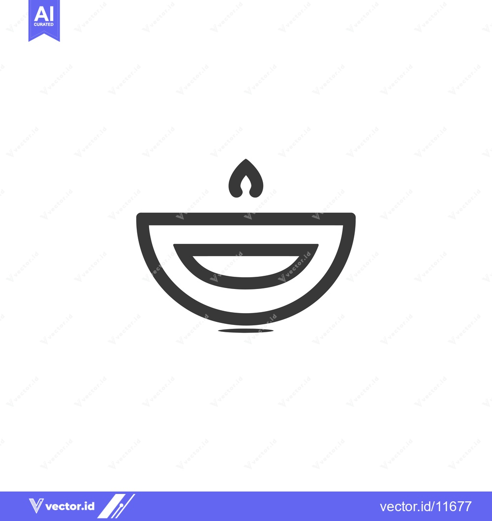 Premium Vector of Abstract Icon of a Bowl with a Flame Above It