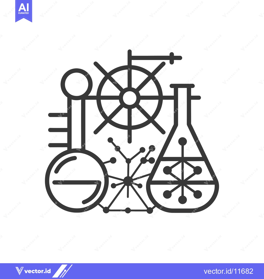 Premium Vector of Abstract Icon of Science with Lab Equipment and Molecular Structures