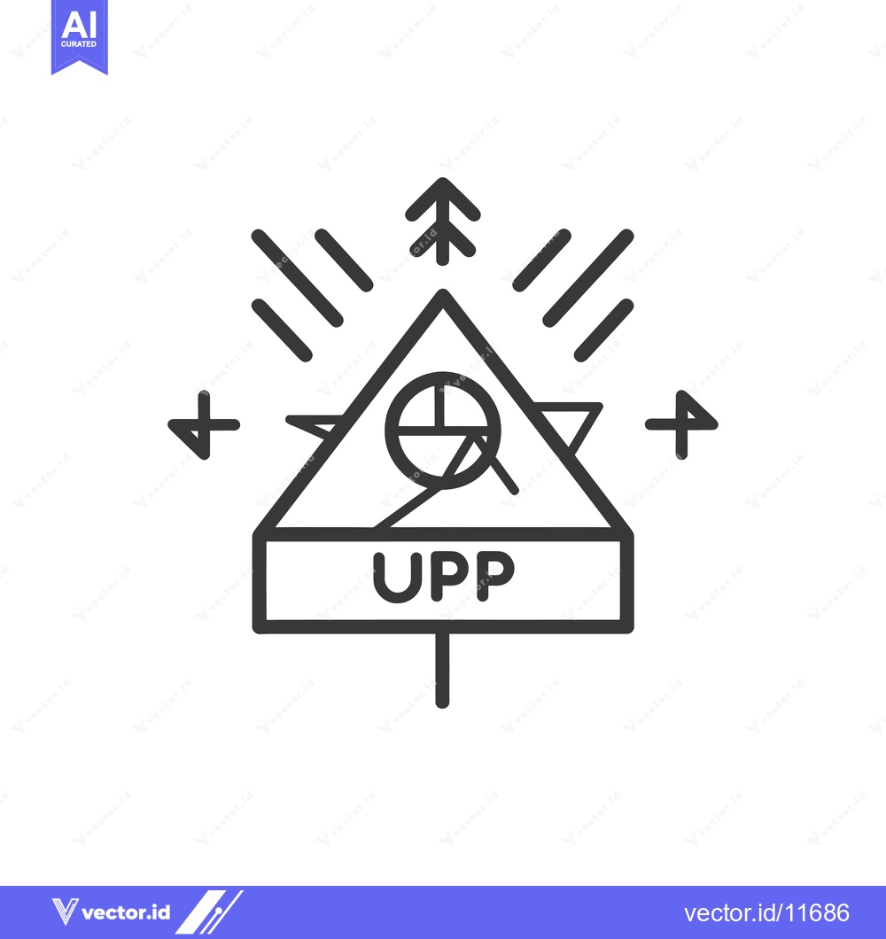Premium Vector dari Abstract Icon with a Triangle, Tree, Rays, and the Word "UPP"