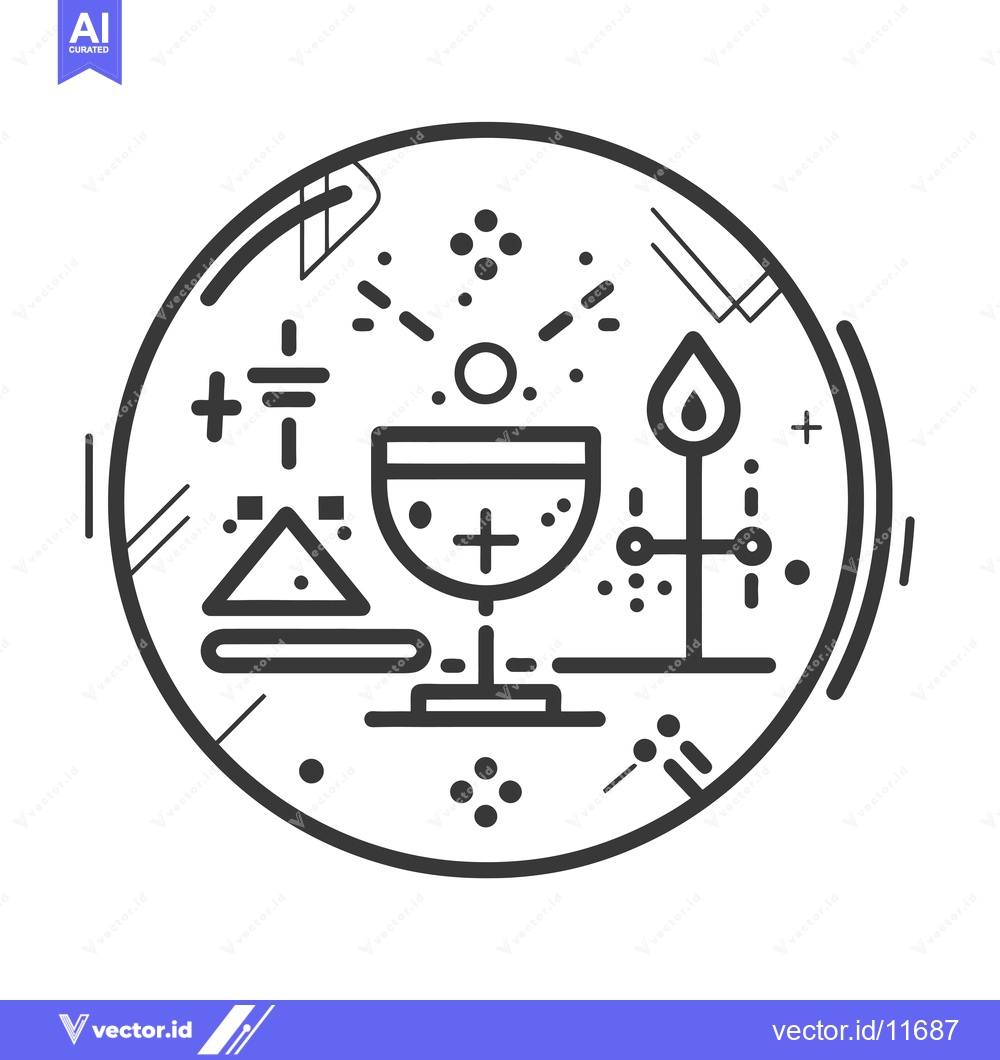 Premium Vector of Abstract Icon with Chalice, Flame, and Geometric Shapes