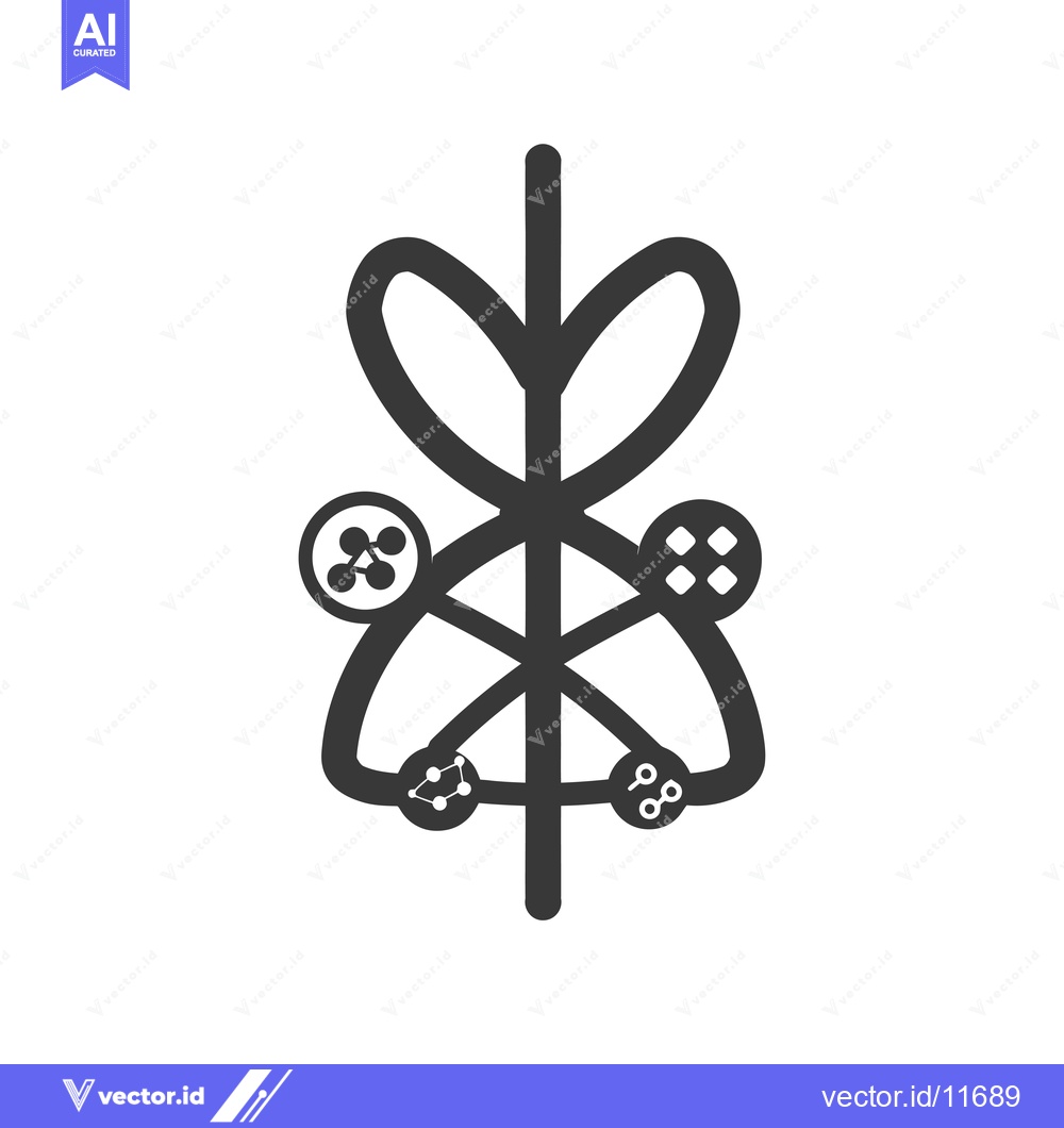 Premium Vector dari Abstract Icon with Interconnected Shapes and Symbols