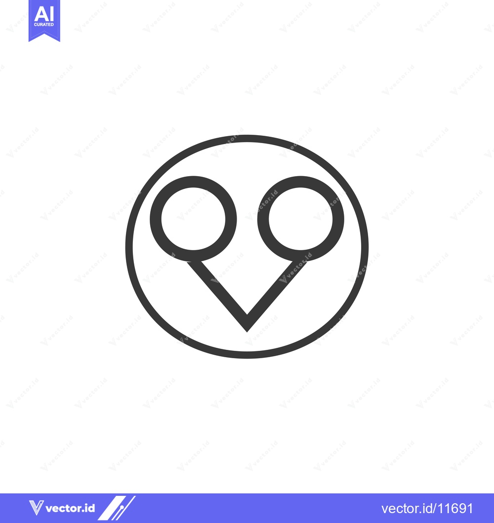Premium Vector of Abstract icon with two circles and a v shape within a circle