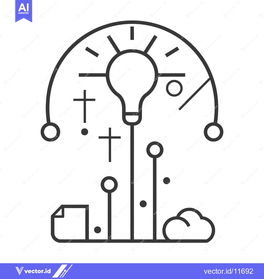 Premium Vector dari Abstract Illustration Depicting a Lightbulb with Surrounding Geometric