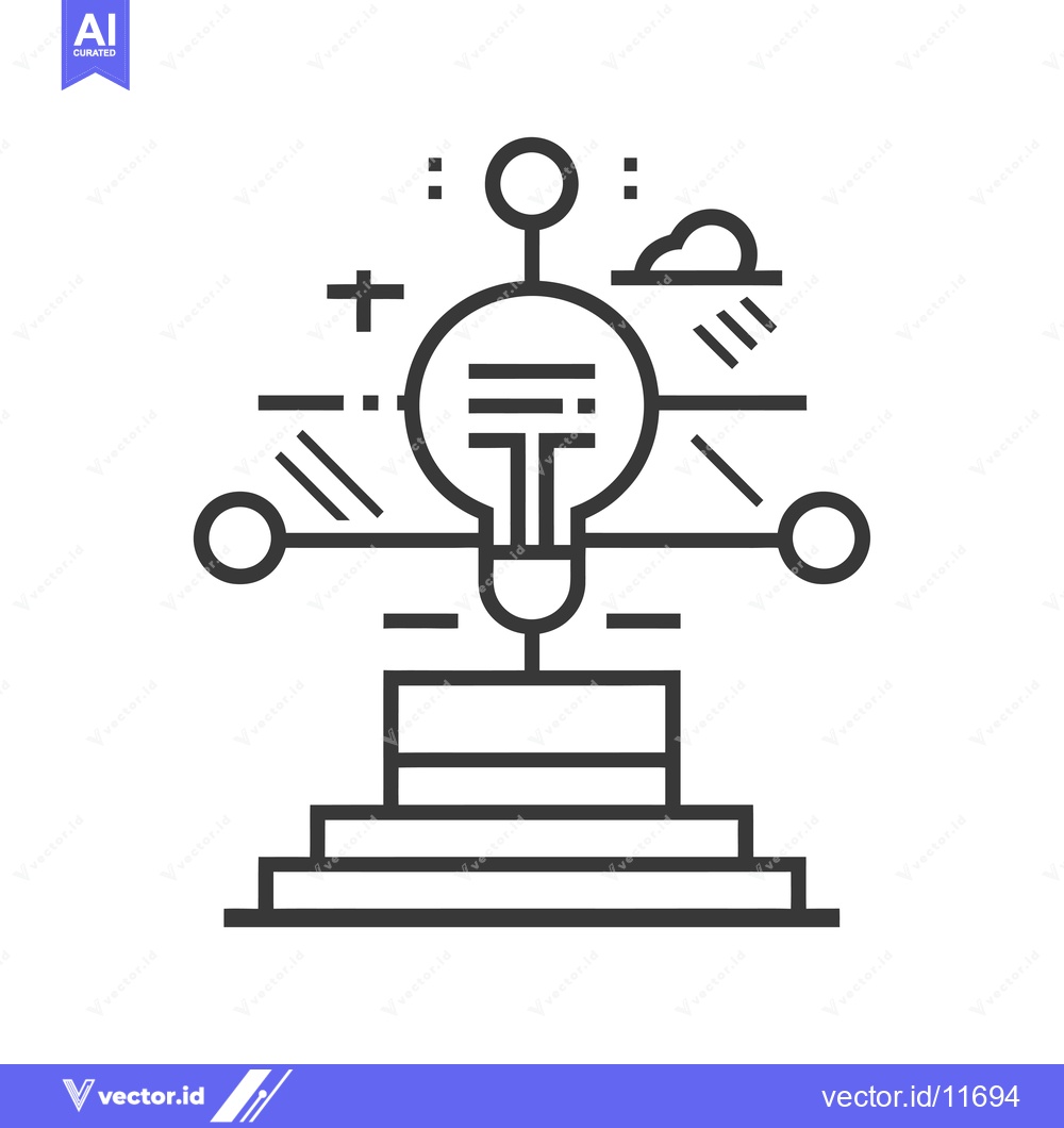 Premium Vector dari Abstract Illustration of a Lightbulb on a Platform with Geometric Shap