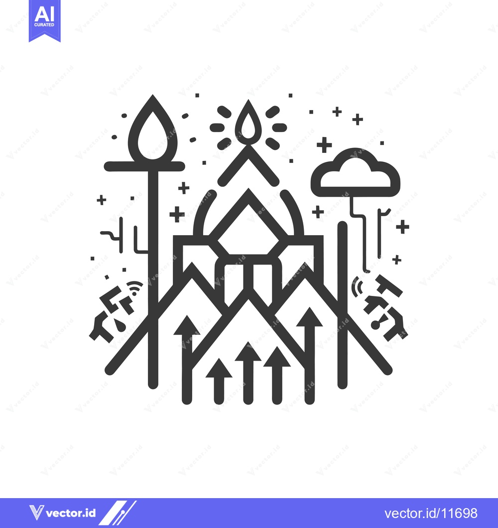Premium Vector dari Abstract illustration of a rising structure with various symbols