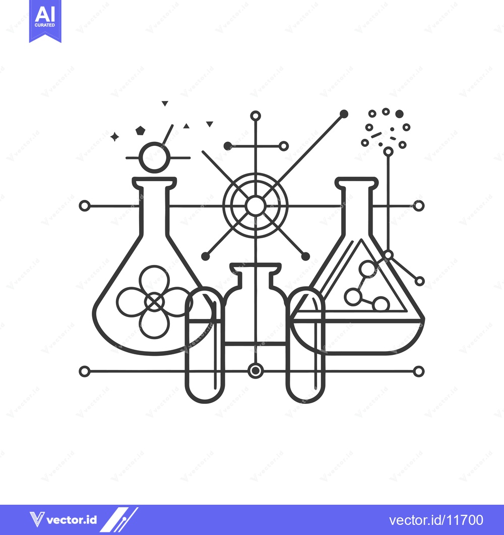 Premium Vector of Abstract Illustration of Beaker and Flask Chemistry Experiment
