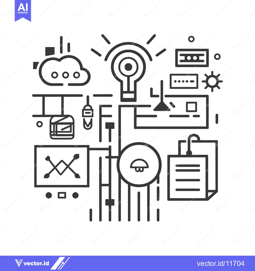 Premium Vector of Abstract Illustration of Connected Ideas with a Lightbulb at the Cente