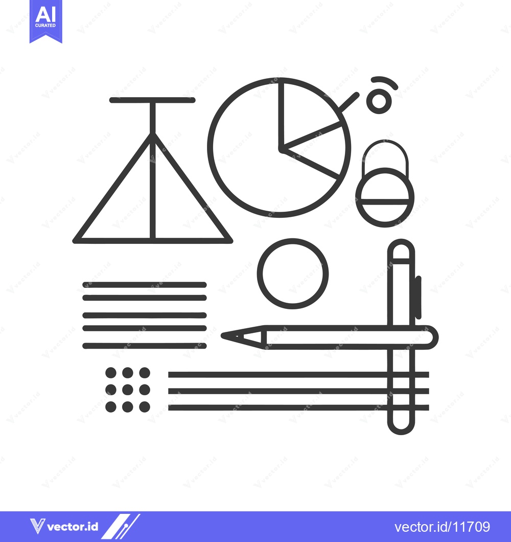 Premium Vector of Abstract Illustration of Geometric Shapes and Office Supplies