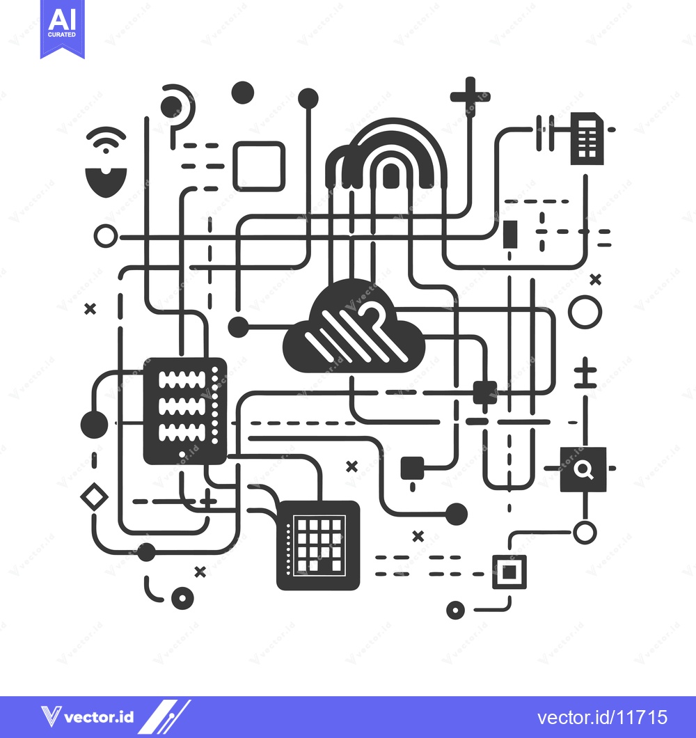 Premium Vector of Abstract Interconnected Digital Devices and Cloud Computing Concept