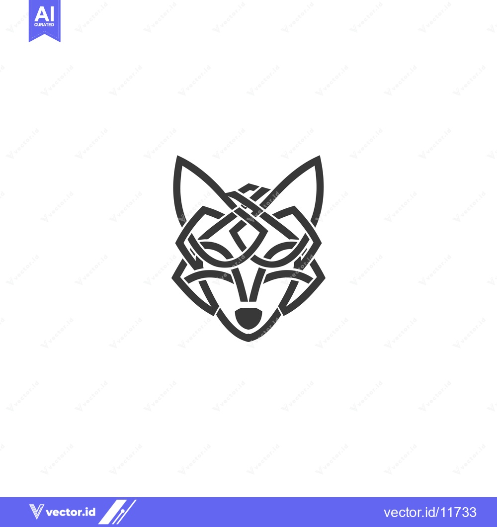 Premium Vector of Abstract Intertwined Lines Forming a Fox Head