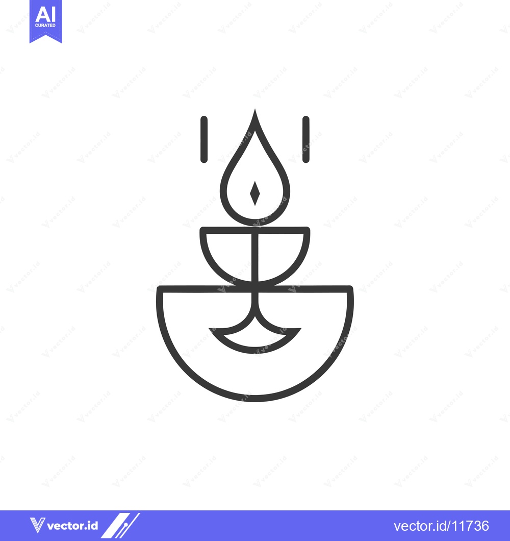 Premium Vector of Abstract Line Art Candle with Flame and Two Vertical Lines