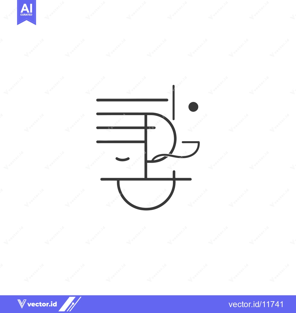 Premium Vector of Abstract Line Art Depicting a Face with Closed Eyes