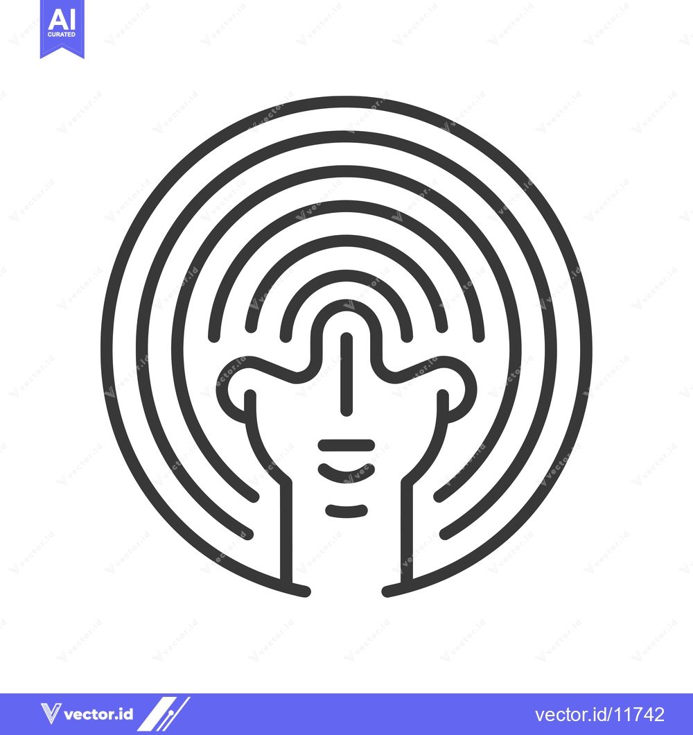 Premium Vector dari Abstract Line Art Depicting a Head with Circular Waves Surrounding It