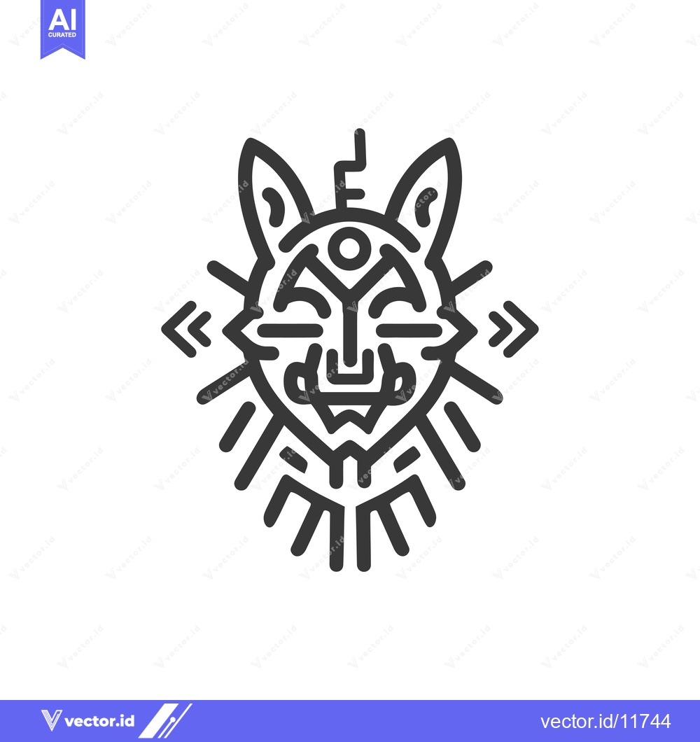 Premium Vector of Abstract Line Art Depicting a Stylized Animal Face